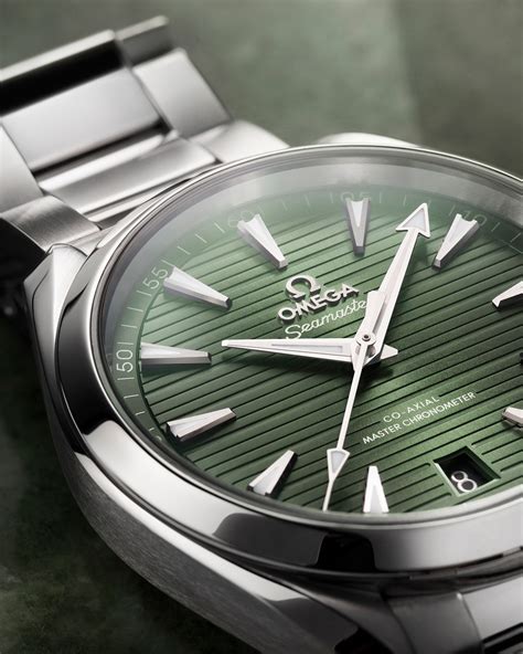 omega green dial watch|omega aqua terra 41mm price.